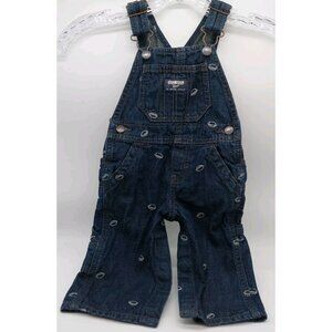 Oshkosh B Gosh Vestbak Overalls Size 9 Months Football Pattern Denim Jeans